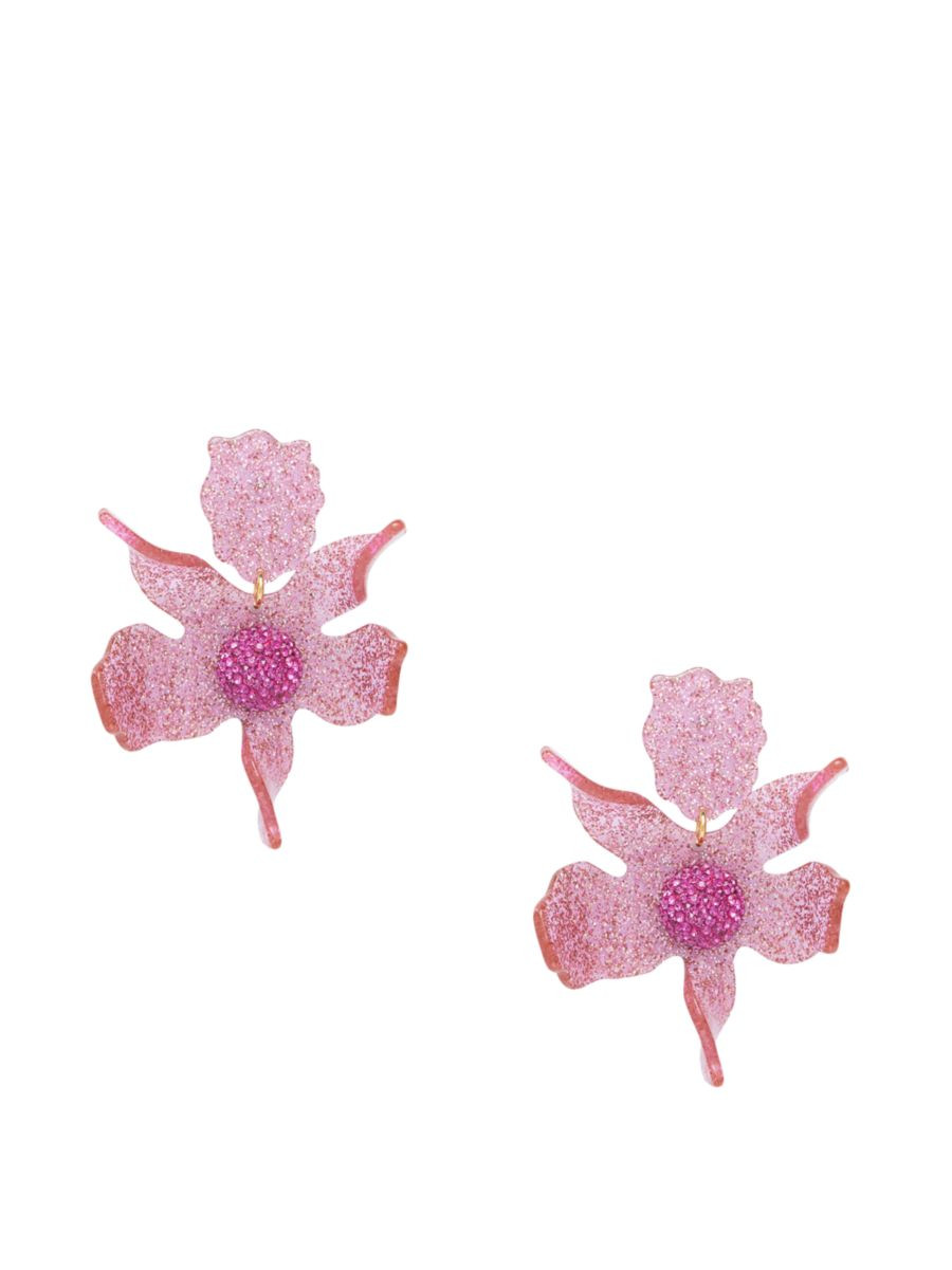 14K-Gold-Plated, Acetate & Crystal Lily Drop Earrings | Saks Fifth Avenue