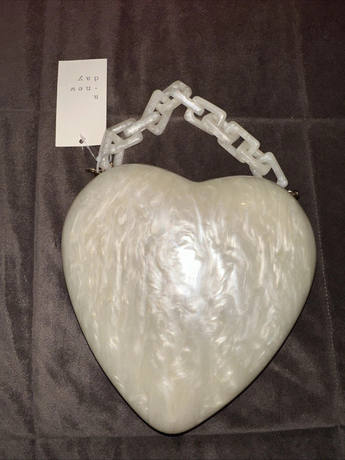 A New Day Heart Shape Top Handle Bag Ivory Gold Hardware Pearlescent Finish | eBay | eBay US