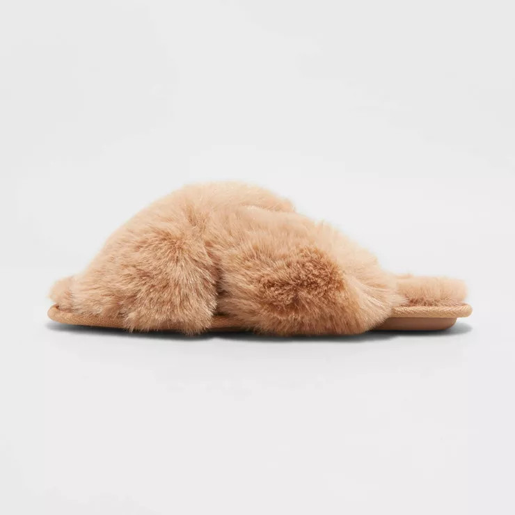 Women's Paris Crossband Fur Slide Slippers - Stars Above™ | Target