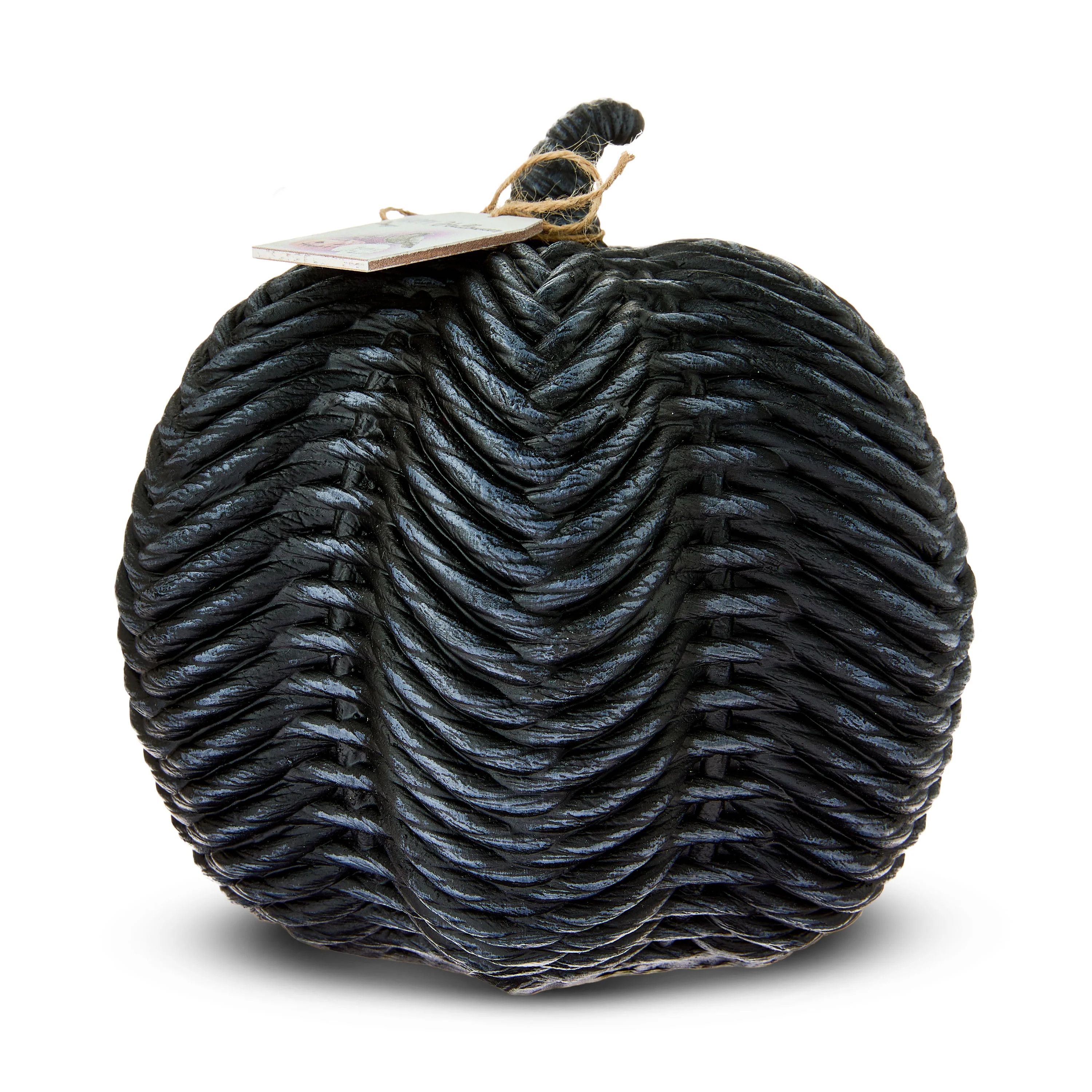 Woven-Texture Resin Pumpkin Tabletop Decor, Black, 7.25", Halloween by Way To Celebrate - Walmart... | Walmart (US)