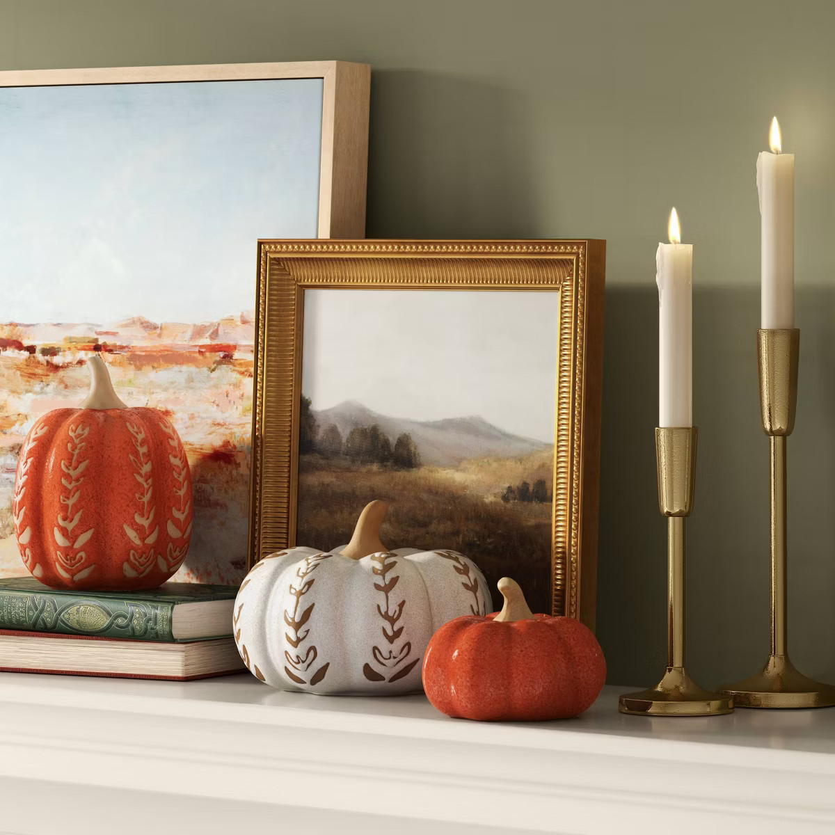 Medium Ceramic Pumpkin Figurine Patterned Cream - Threshold™ | Target