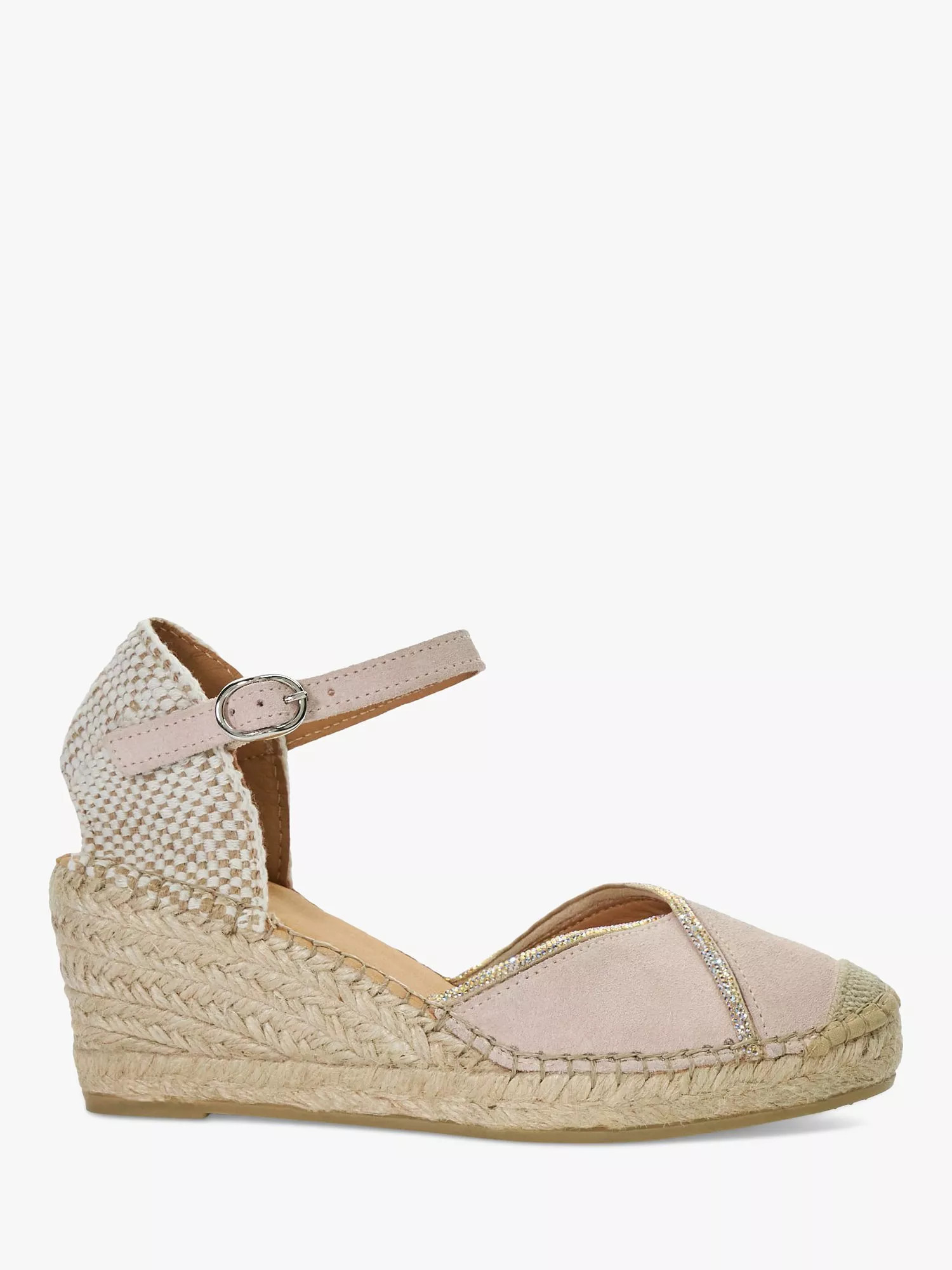 Dune Kamii Suede Wedge Espadrilles, Blush | John Lewis (UK)
