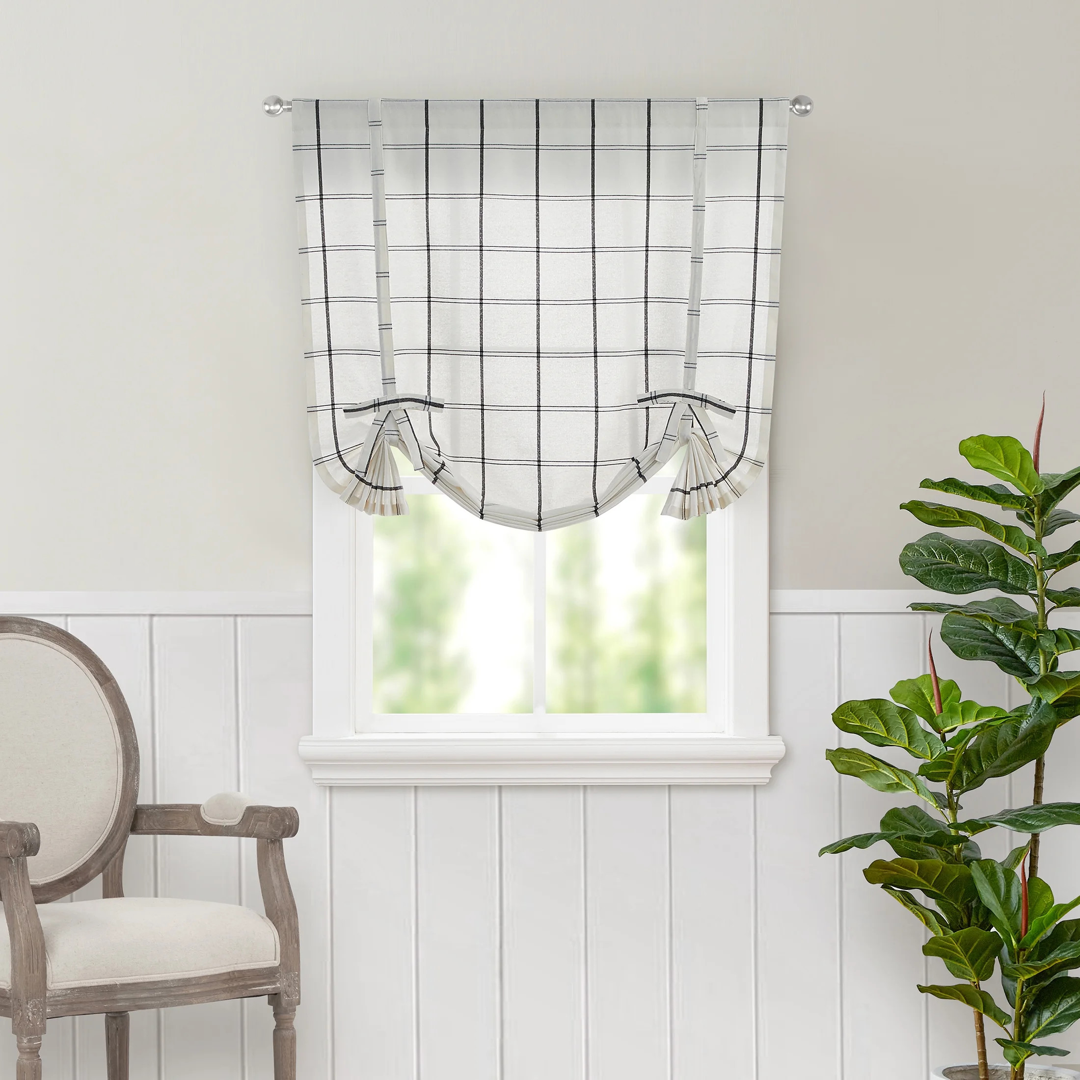 My Texas House Canton Light Filtering Poly-Blend Balloon Shade, Cream/Black, 42" x 63'' - Walmart... | Walmart (US)