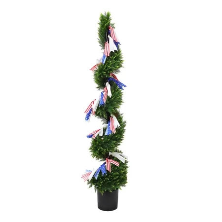 My Texas House Spiral Artificial 6' Topiary with Patriotic Garland | Walmart (US)