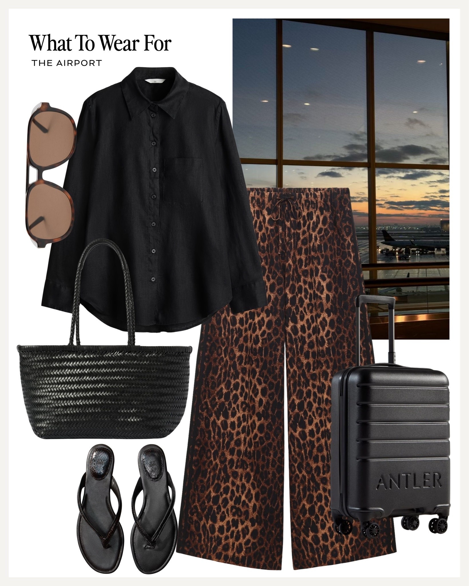 The airport ✈️ 

Travel outfit, summer style, leopard print trousers, easy style

#LTKsummer