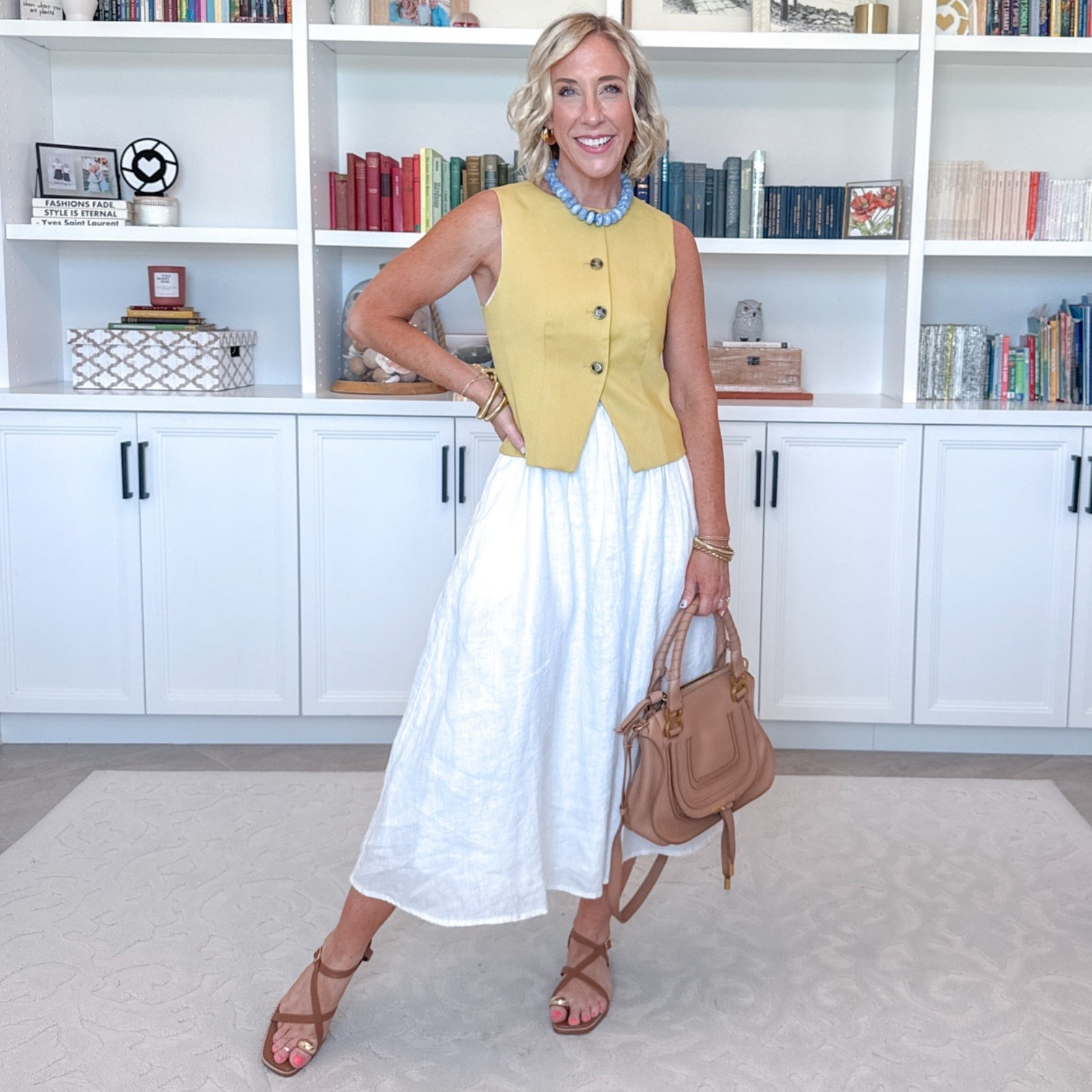 One White Dress - 6-ish ways to wear it: * 100% European Linen Fit & Flare Midi Dress - size XS. 11 colors. Vest - size XS. 4 colors.

#LTKSeasonal #LTKOver40 #LTKTravel