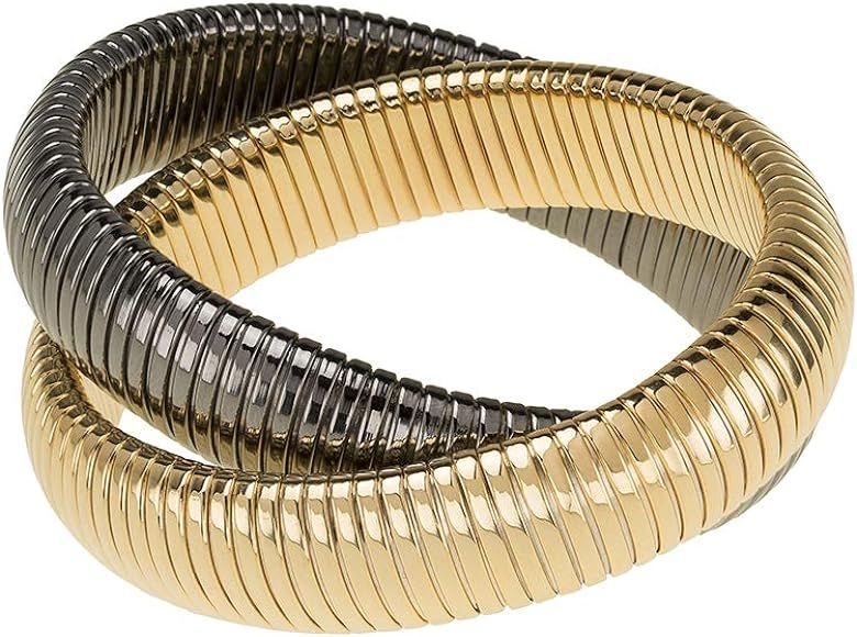 JANIS BY JANIS SAVITT Double Cobra™ Bracelet With 5/8" Wide Flexible Stretch Bands | Amazon (US)