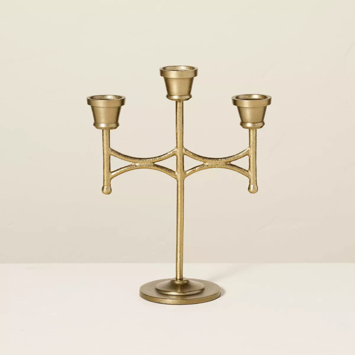 Scalloped Brass 3ct Taper Candelabra Antique Finish - Hearth & Hand™ with Magnolia: Farmhouse C... | Target