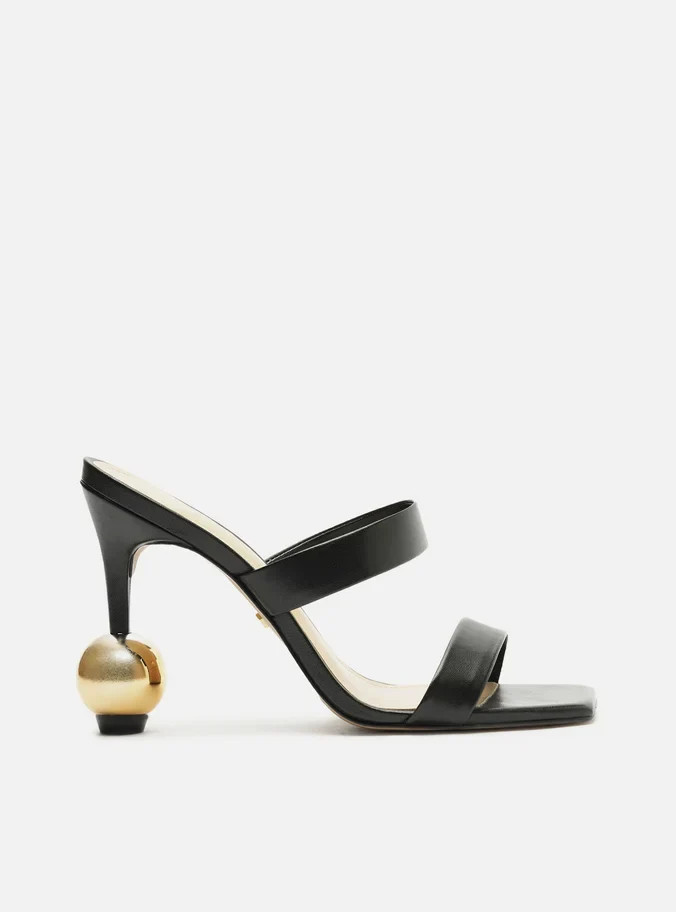 Gianna Black High Stiletto Genuine Leather Sandal | Arezzo US