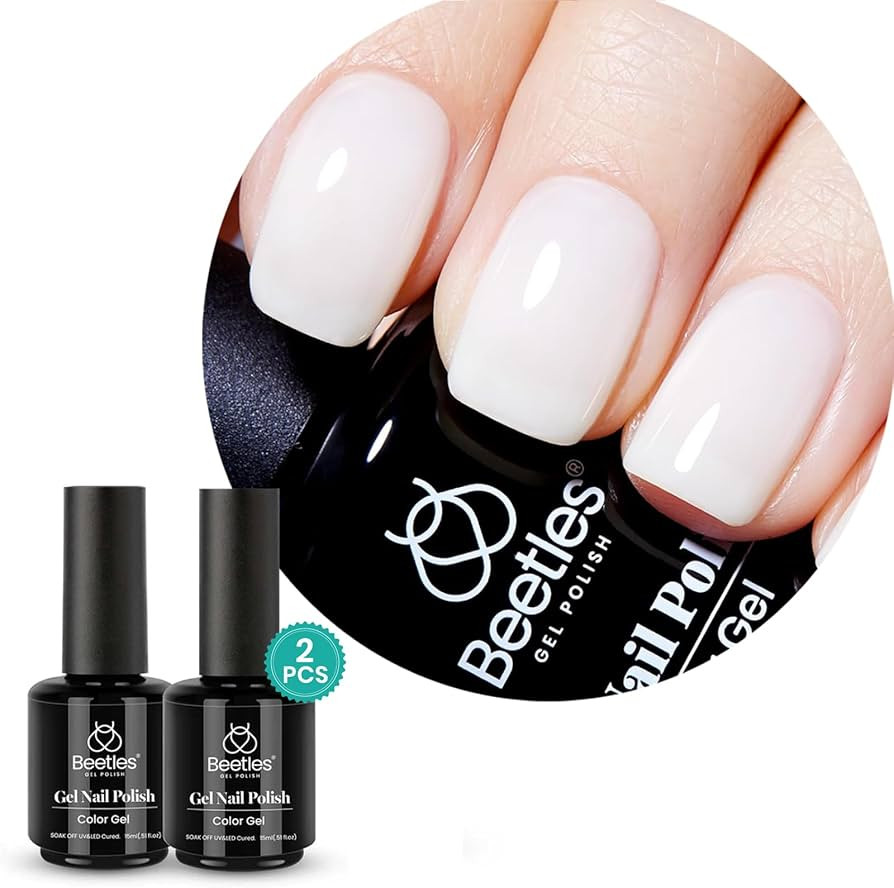 Beetles Jelly Gel Nail Polish 2PCS 15ml Milky White Neutral Gel Polish Set Nude Color Translucent... | Amazon (US)