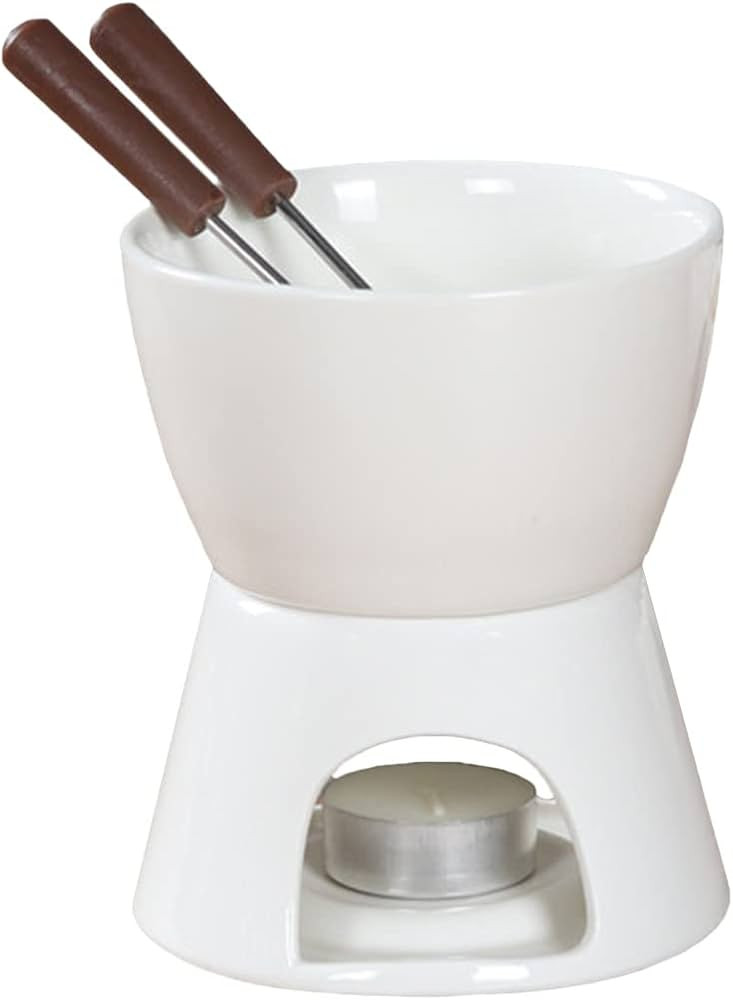 Sizikato Pure White Porcelain Chocolate Fondue Set, 10 Oz | Amazon (US)