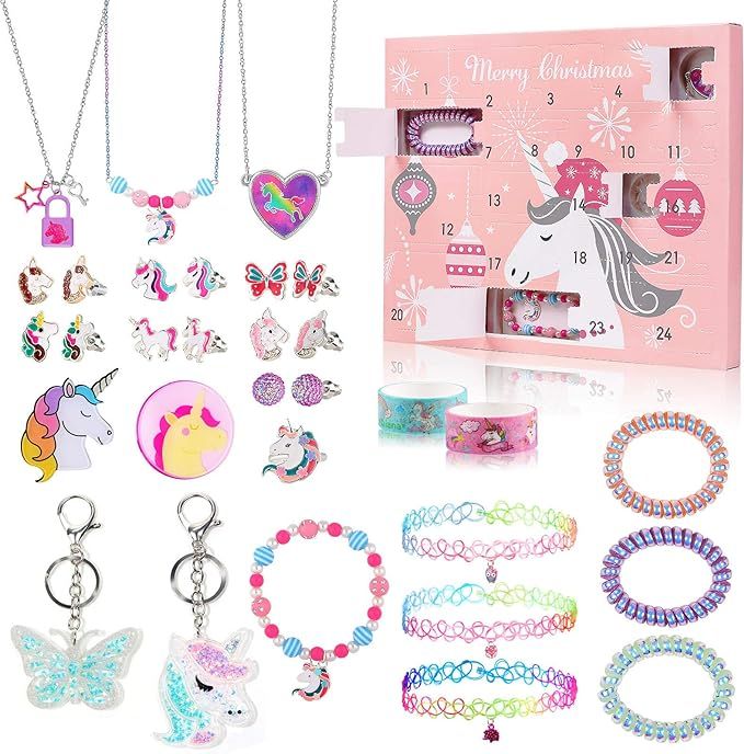 2020 Advent Calendar for Girls with 24 Unique Gifts Unicorn Jewelry, Bracelet, Necklace, Earrings... | Amazon (US)