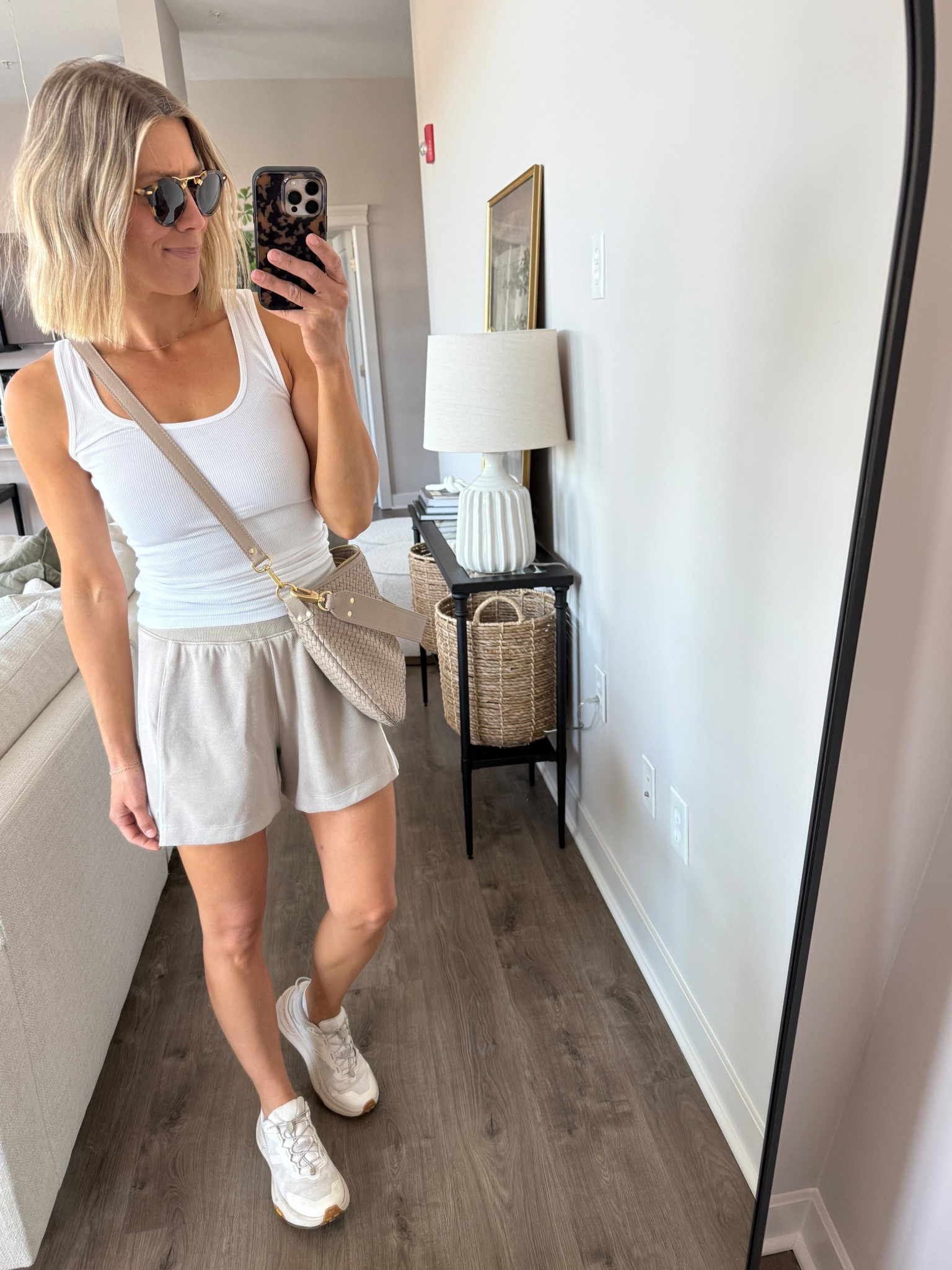 Wearing small shorts (code: LAWXSPANX - first time purchase only), small tank, medium bralette, sneakers tts

#LTKActive #LTKFindsUnder100 #LTKOver40