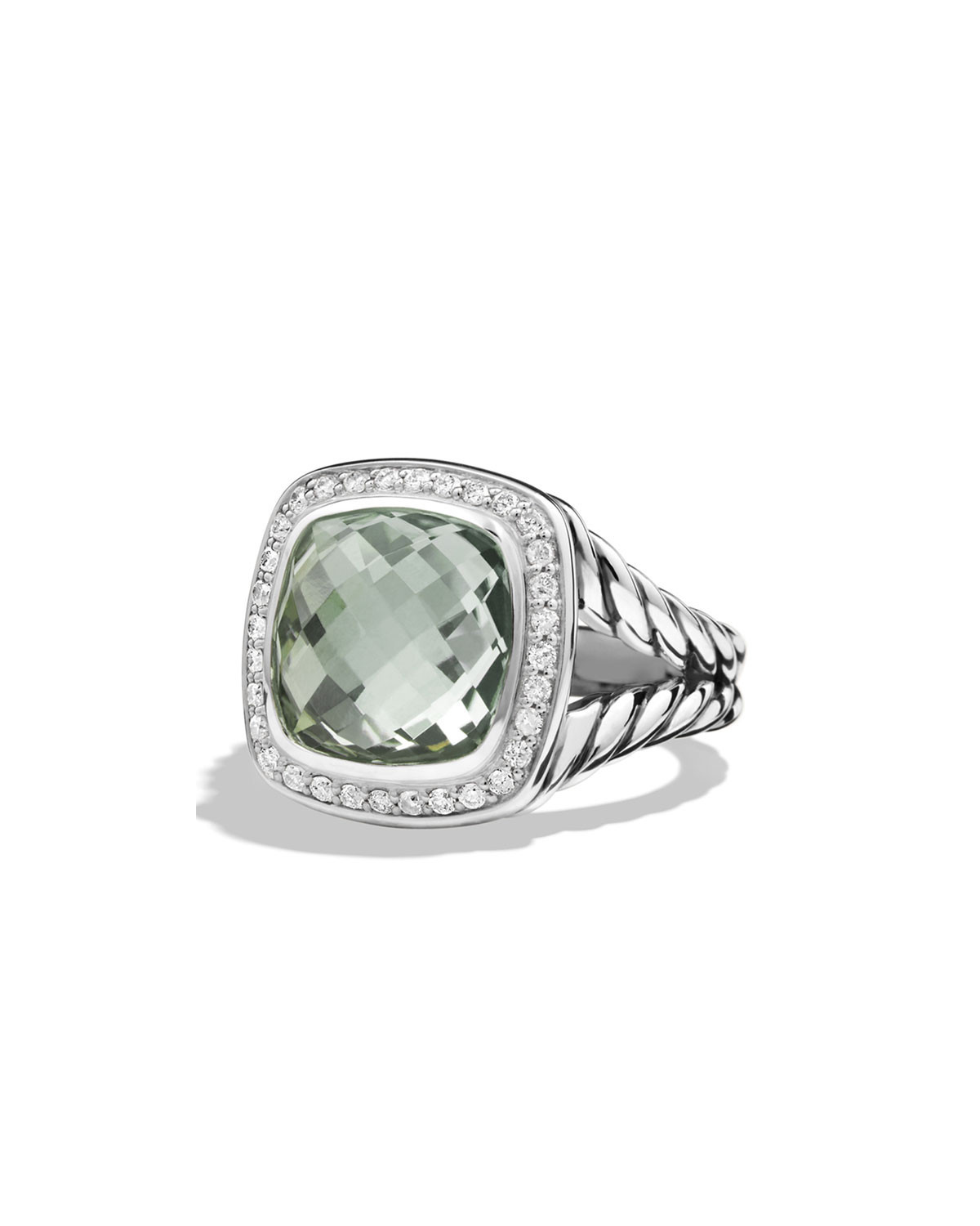 Albion Ring with Gemstone and Diamonds in Silver, 11mm | Neiman Marcus