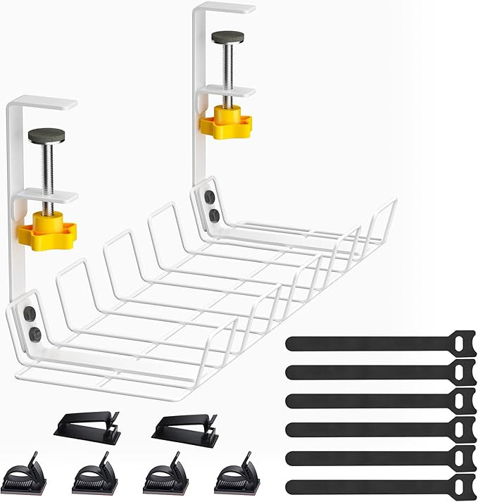 AOSYCO Cable Management Tray Under Desk, No Drill Cable Management Rack, Upgraded Clamp Mount Tab... | Amazon (US)