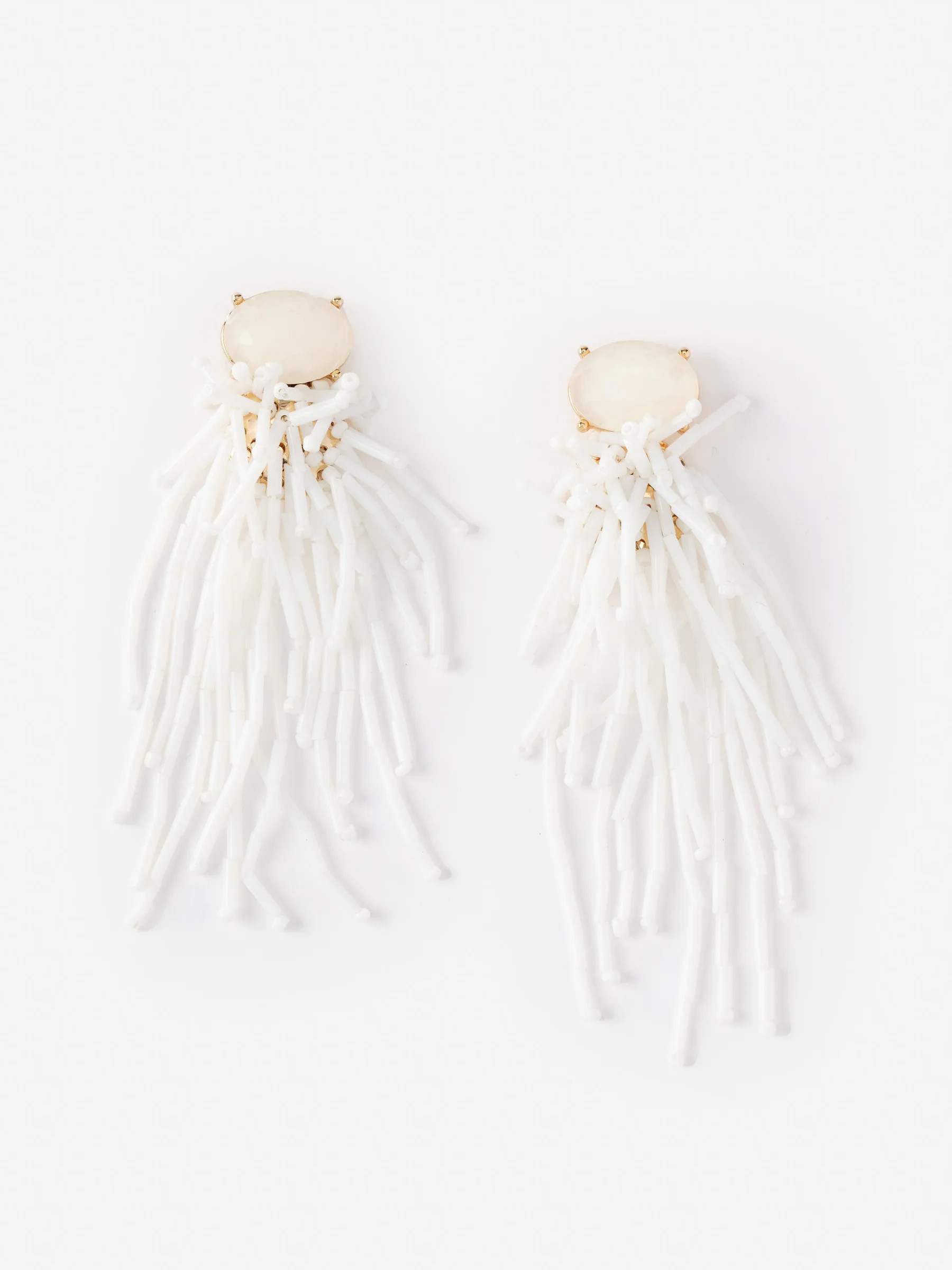 White Solid Beaded Tassel Earrings | Women's Jewelry | J.McLaughlin | J.McLaughlin
