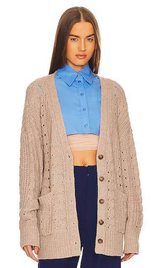 Cailean Cable Oversized Cardigan in Taupe | Revolve Clothing (Global)