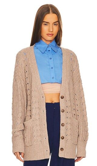 Cailean Cable Oversized Cardigan in Taupe | Revolve Clothing (Global)
