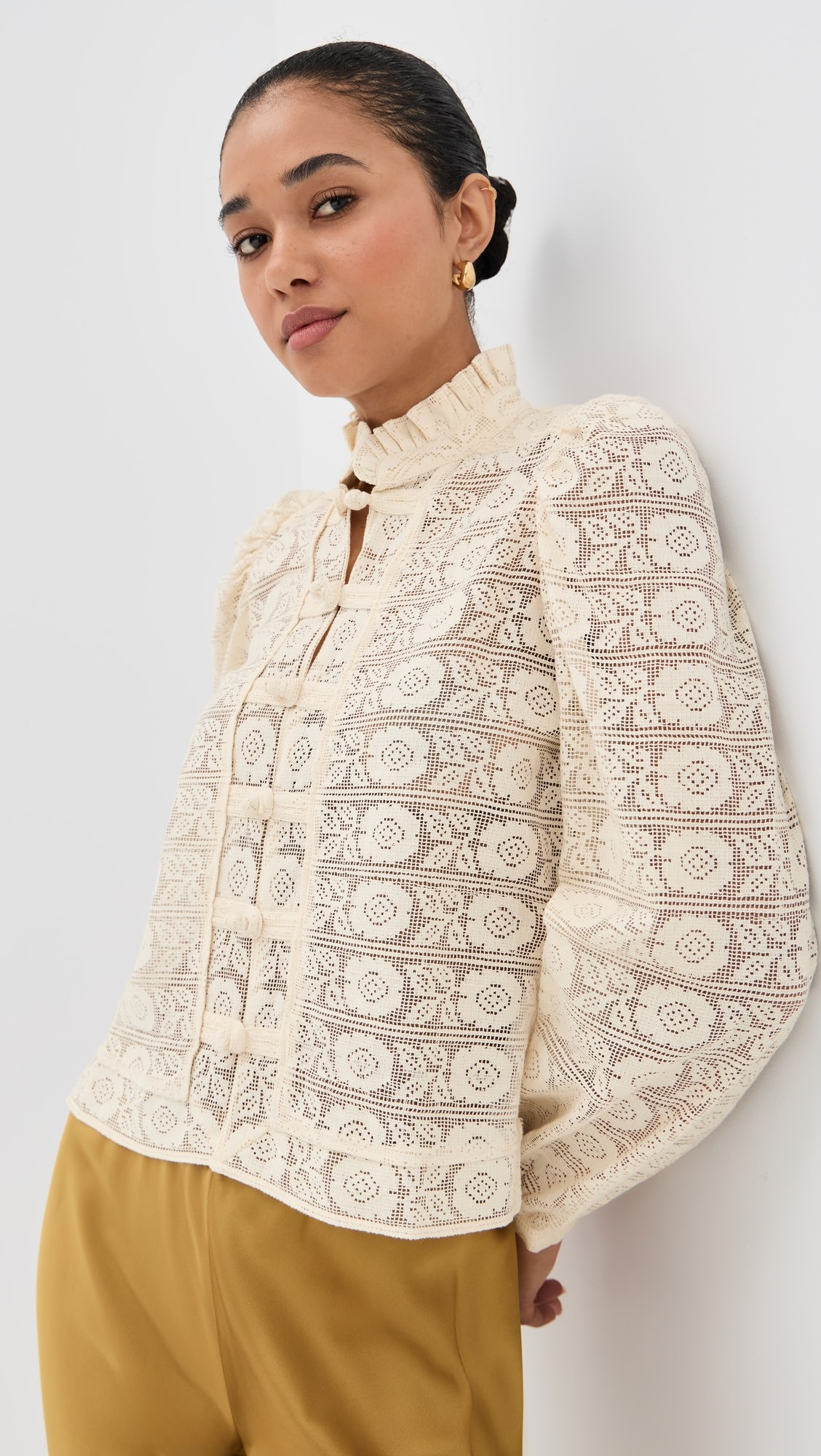 Artemis Alabaster Lace Shirt | Shopbop