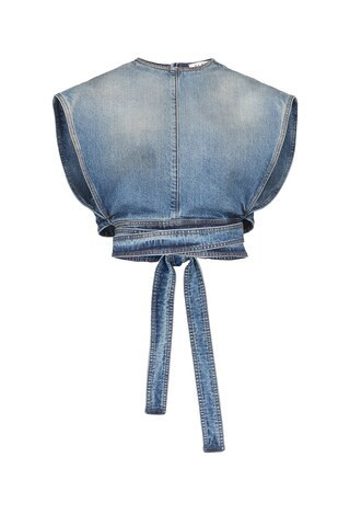 ALAÏA ALAΪA Belted Top in Blue | FWRD 