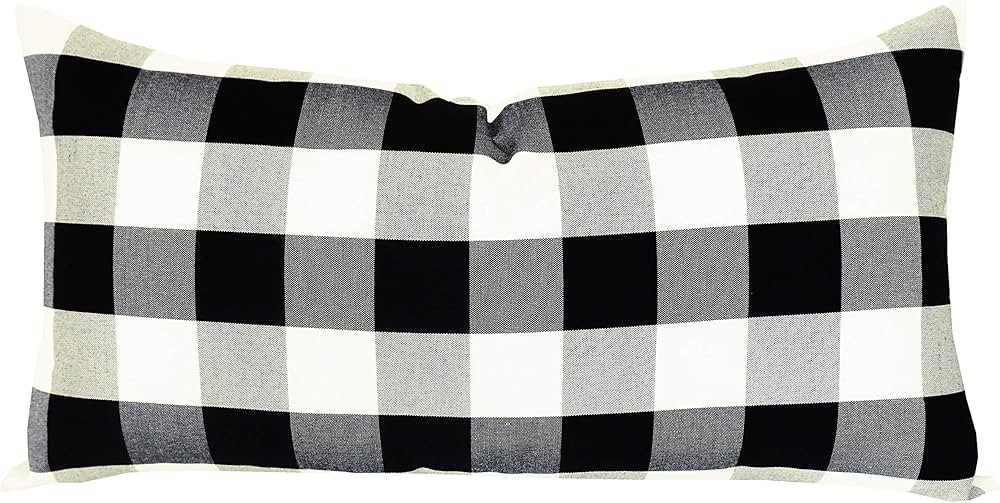Slow Cow Black Checker Plaid Rectangular Pillow Cover Pillowcase Decorative Lumbar Throw Pillow C... | Amazon (US)
