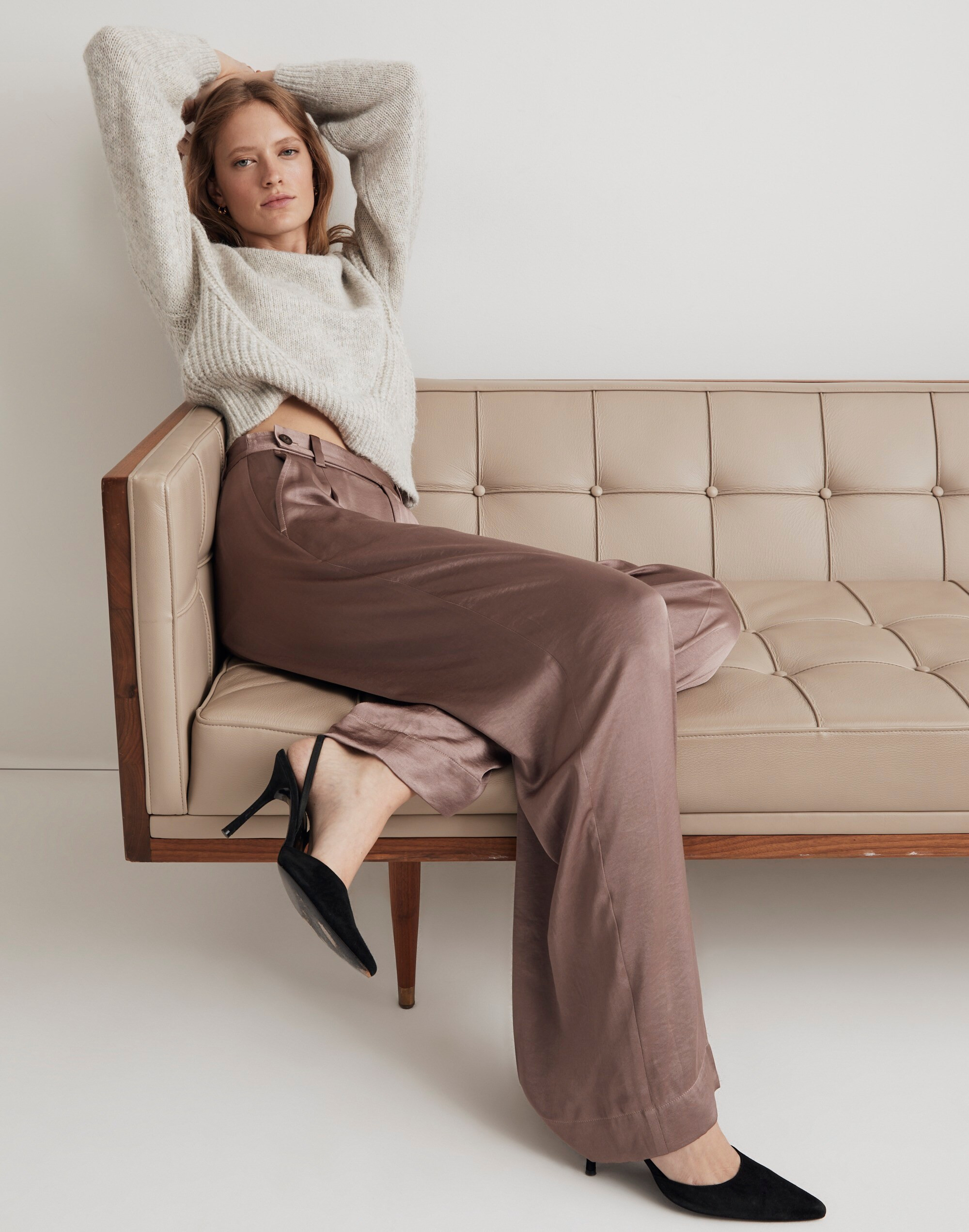 The Harlow Wide-Leg Pant in Satin | Madewell