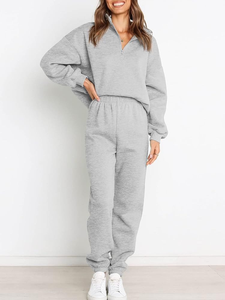 Prinbara Womens Half Zip Pullover Long Sleeve Sweatshirt Jogger Pants Lounge Sets 2 Piece Outfits Sw | Amazon (US)
