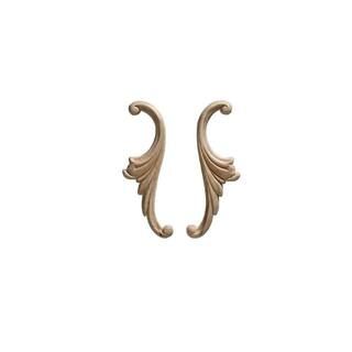 3017PK 7/32 in. x 5-1/4 in. x 1-3/4 in. Birch Small Acanthus Scroll Onlay Ornament Moulding (Pair... | The Home Depot