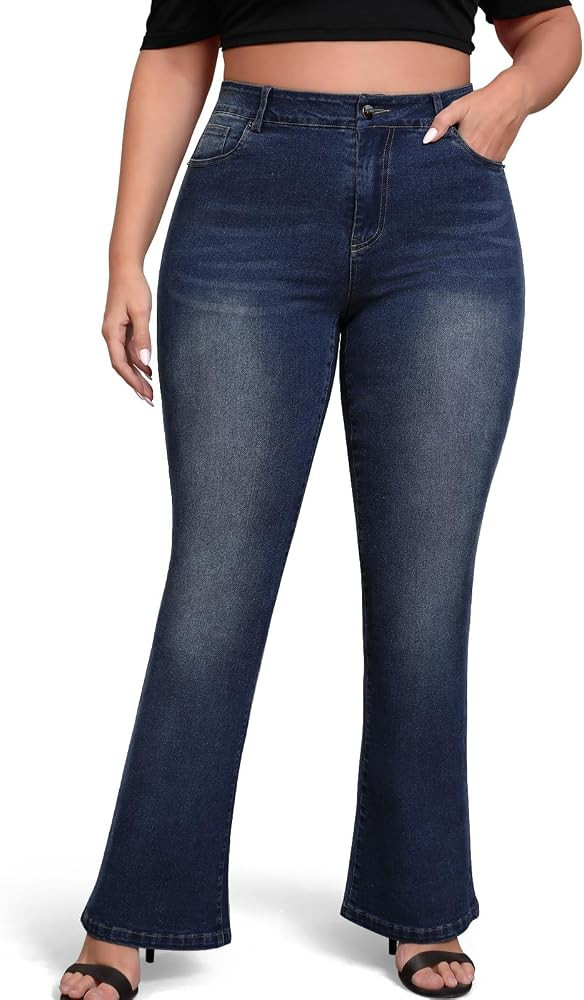 High Waisted Jeans for Women Plus Size Stretchy Bootcut Womens Jeans Boot Cut Jeans for Woman Hig... | Amazon (US)