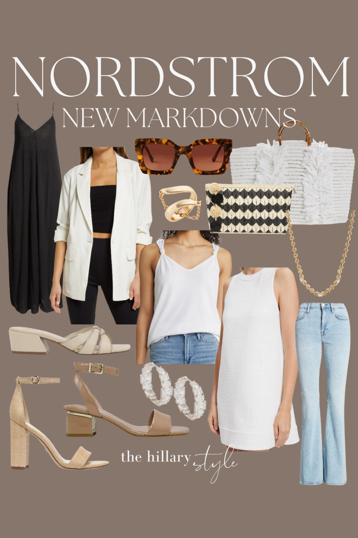 Nordstrom Nee Markdowns: New sale items from Nordstrom—denim, flares, shift dress, white dress, summer dress, tank, white tank, blazer, white blazer, black dress, maxi dress, neutral heels, sandals, jewelry, hoops, necklace, sunglasses, tote, bad bag, straw bag, beach bag, summer bag, gold ring. Theory, Frame, Kate Spade, btb Los Angeles, Vince Camuto, Nordstrom Finds, Nordstrom Sale

#LTKxNSale #LTKFind #LTKsalealert