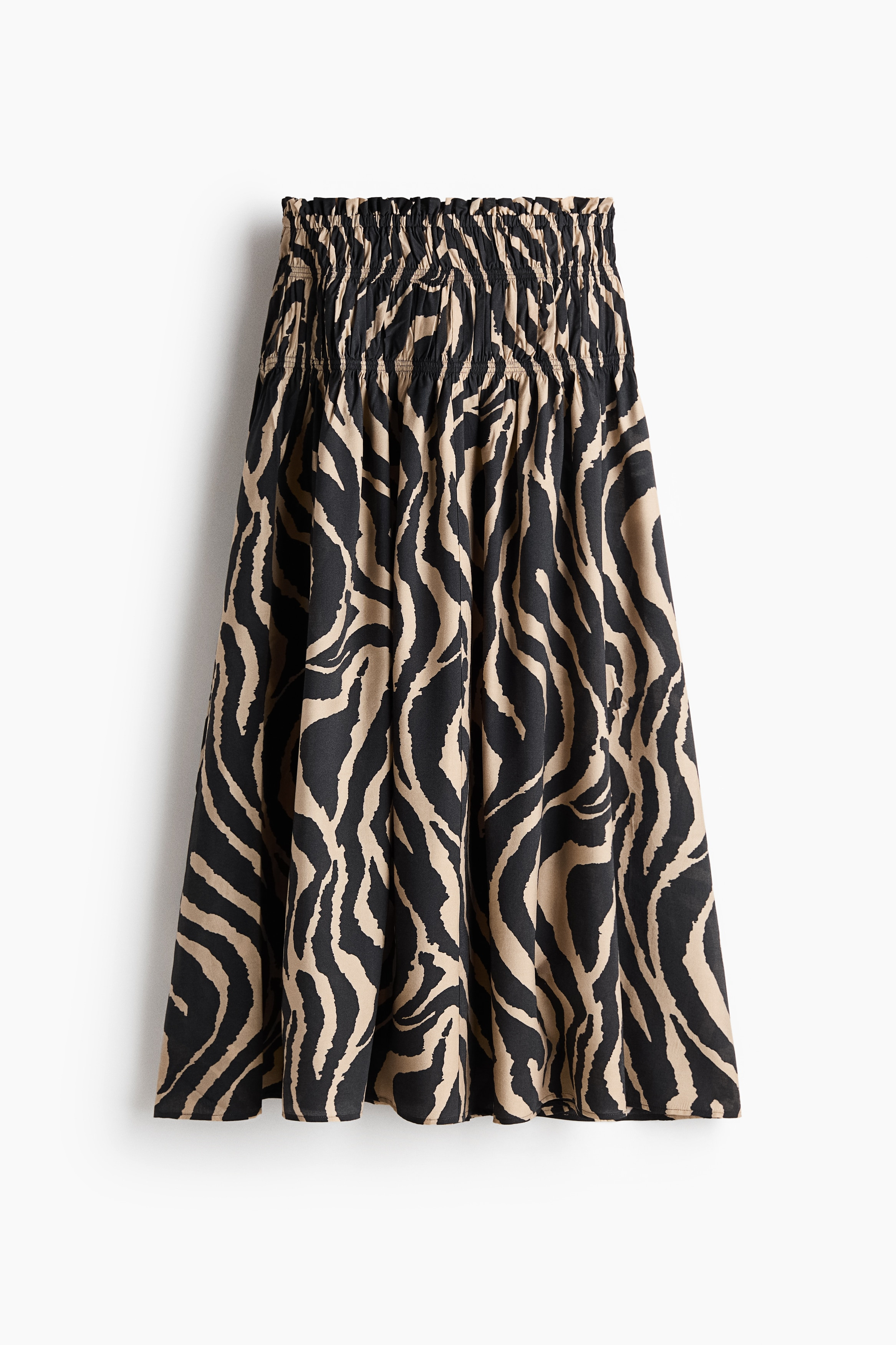 H & M - Smocked-Waist Skirt - Beige/Zebra Print | H&M (US + CA)