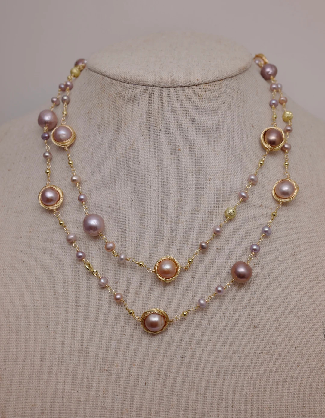 Beautiful Handmade Genuine Natural Pink Baroque Freshwater Pearl Necklace W/gold Plated Wires & C... | Etsy (US)