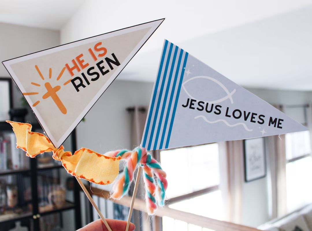 Easter Pennant Flag 5 Printable Downloads | Easter Party | Jesus Easter | Easter Basket | Christi... | Etsy (US)