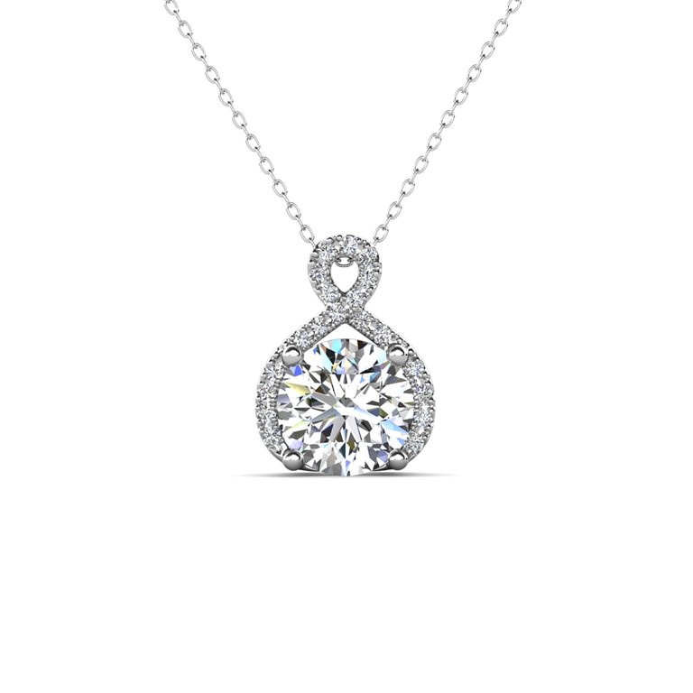 Cate & Chloe Alessandra 18k White Gold Plated Necklace with Simulated Diamond Crystals for Women | Walmart (US)