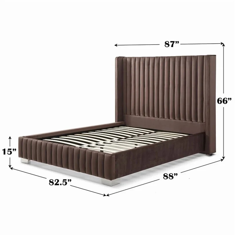 Jeffrey King Size Velvet Upholstered Bed Frame in Black | Walmart (US)
