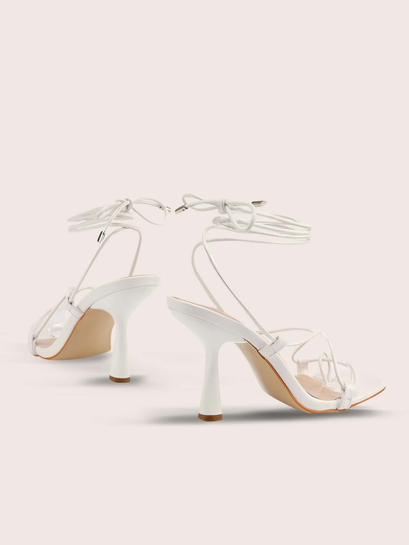 Thin Strap Tie Leg Heeled Sandals | SHEIN