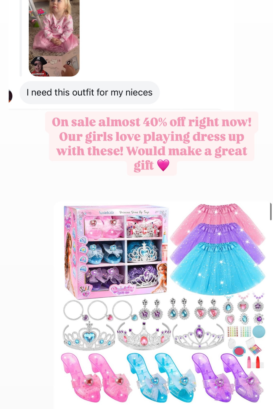 Toddler princess dress up. Perfect gift idea & on sale right now!
Amazon find
Toddler girl gift idea



#LTKGiftGuide #LTKKids #LTKCyberWeek