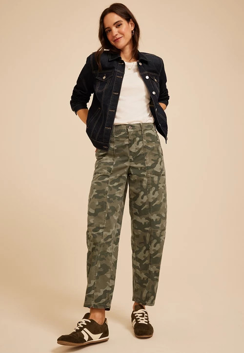 Maurices Women's Camo High Rise Seamed Barrel Pants | Maurices