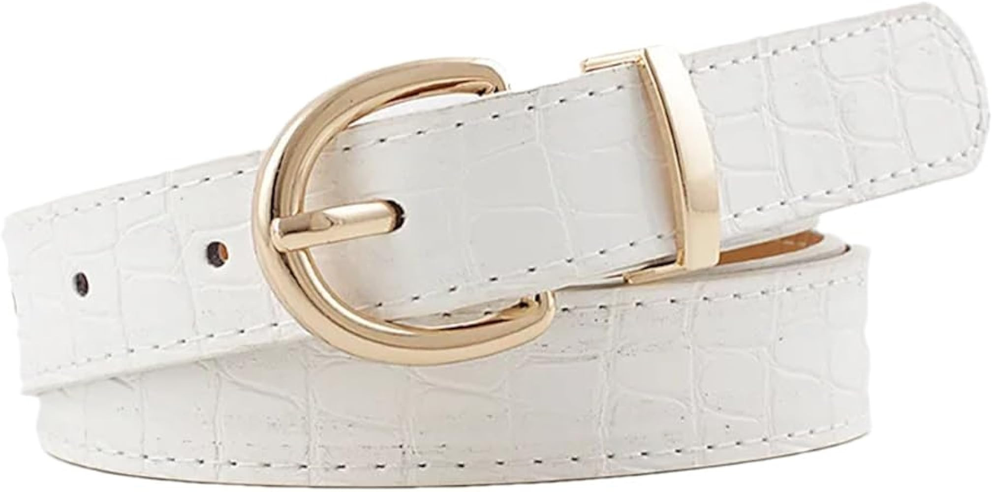 Wvapzxx Women Crocodile Pattern Imitation Leather Pin Buckle Belt | Amazon (US)