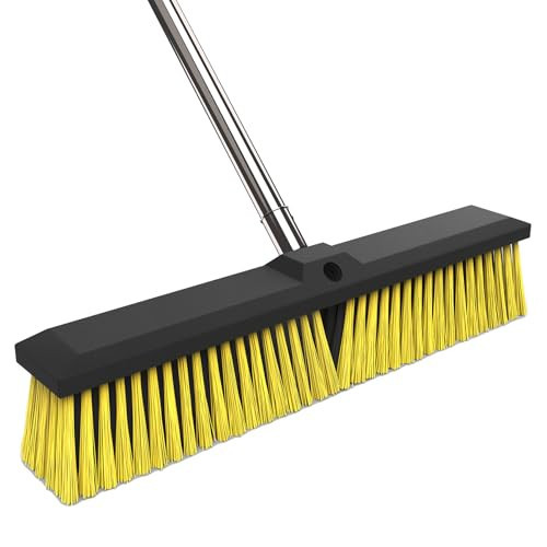 18 Inches Push Broom Outdoor with 65" Adjustable Handle, Heavy Duty Outdoor Broom with Stiff Bristles, for Cleaning Yard, Garage, Shop, Driveway, Wood, Stone, Deck, Concrete, and Tile Floor. | Amazon (US)