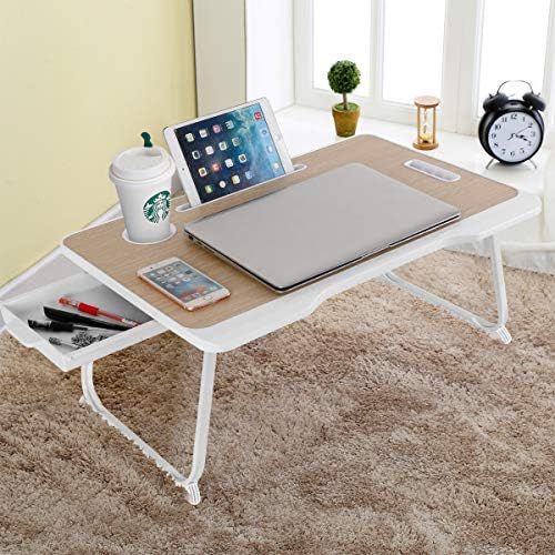 Baodan Laptop Bed Table with Storage, Foldable Laptop Desk Stand Breakfast Tray, Multifunction Lap T | Amazon (US)