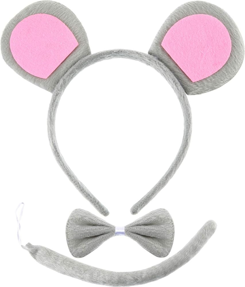 WILLBOND 3 Pieces Mouse Ear Headband Bowtie and Tail for Cosplay Costume Party Decoration | Amazon (US)