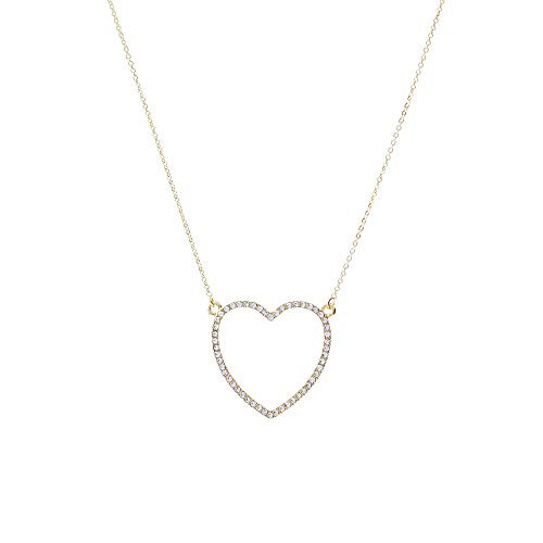 NTLX Heart Necklace for Women – Open Heart Pendant Necklace – Simple Delicate Cute – Adorned with Rhinestone Crystals - Gift Box Included (Gold/Crystal) | Amazon (US)
