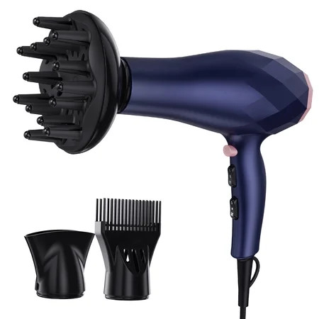 Professional Hair Dryer Blow Dryer 2 Speed and 3 Heat Setting Quick Dry Light Weight Low Noise Hair Dryers with Diffuser Concentrator Comb | Walmart (US)
