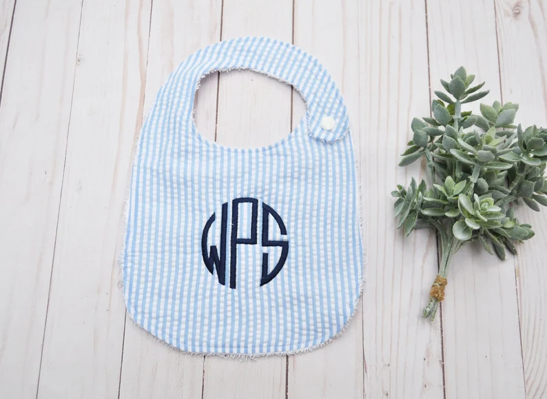 Monogrammed Bib Seersucker Bib Baby Boy Bib Monogrammed Boy | Etsy | Etsy (US)