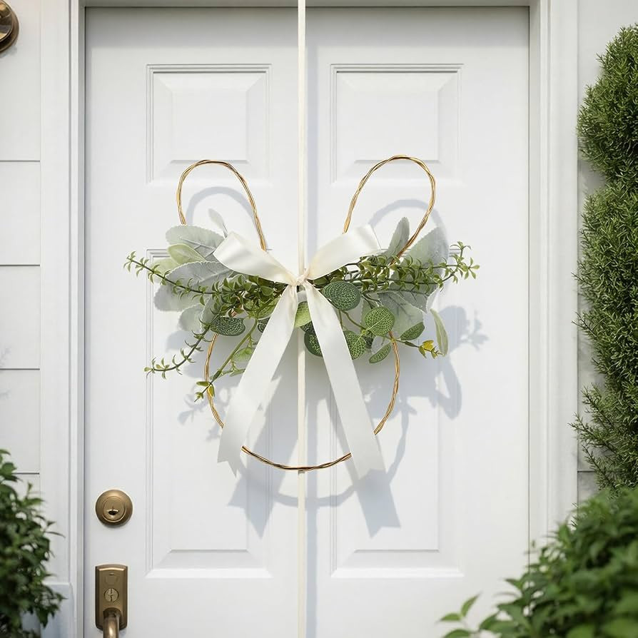 Shimeyao Easter Bunny Wreaths for Front Door Spring Hanging Decorations Easter Wreath with Artifi... | Amazon (US)