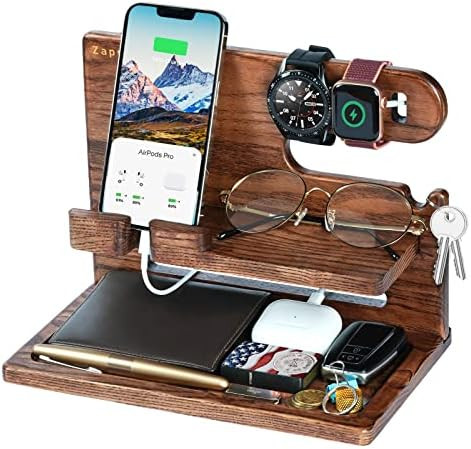 ZAPUVO Gifts for Men, Dad Gifts from Daughter Son, Ash Wood Phone Docking Station Nightstand Orga... | Amazon (US)