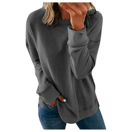 DECILRO Women S Casual Long Sleeve Mock Turtleneck Sweatshirt Crewneck Pullover Relaxed Fit Tunic To | Walmart (US)