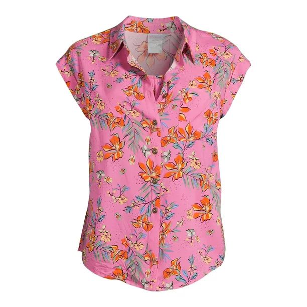 No Boundaries Juniors Button Front Shirt and Bralette Set, 2-Piece - Walmart.com | Walmart (US)