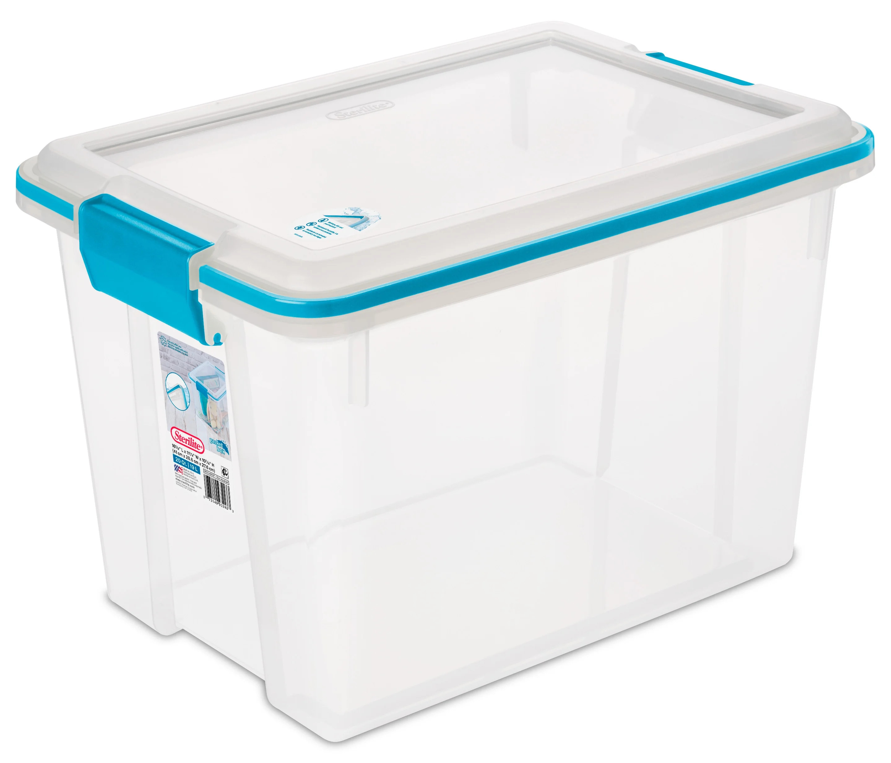 Sterilite 20 Qt. Clear Gasket Storage Box, Blue Latches with Clear Lid | Walmart (US)